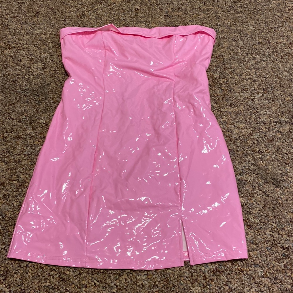 Leather pink dress